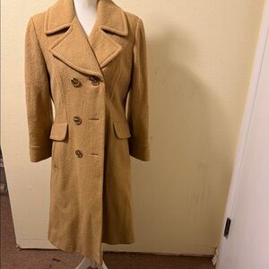 1960’s Dee Dee Deb Classic Camel Wool Blend Coat  Double Breasted  Knee Length